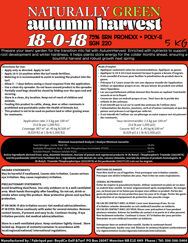 Autumn Harvest 18-0-18 5KG